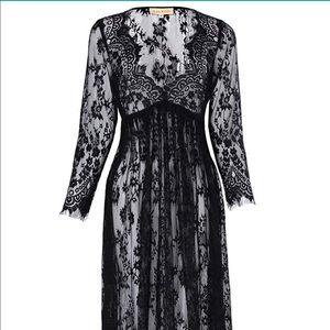 Kate Kasin - Sheer Black Lace Overlay Dress - L